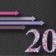 Graphic of coloured arrows left to right and 2019 date device