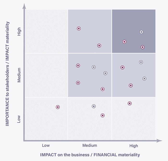 Diagram of a materiality matrix 