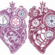 An illustrated image of a heart shape, divided into two halves, each filled with complex mechanical gears, dials, and clockwork components in shades of purple and blue. The drawing combines elements of machinery and anatomy, symbolising a fusion between technology and emotion.