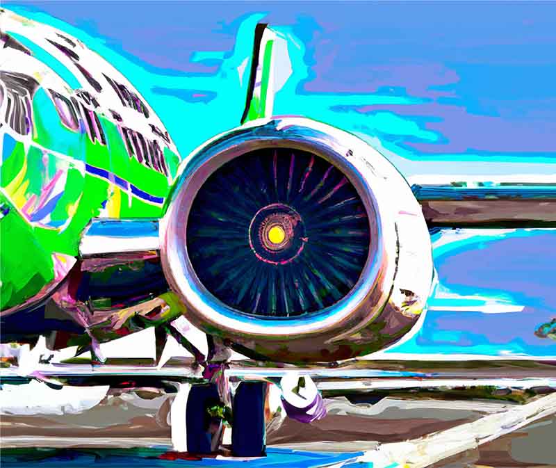 Airlines banned for greenwashing again - digital art image of a jet airliner with a green tint