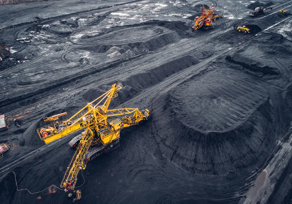An overhead shot of a coal mining facility.