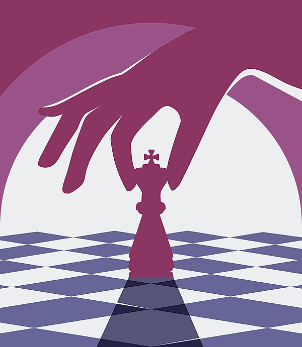 SIG | Materiality-Strategy - graphic image of a hand placing a queen chess piece